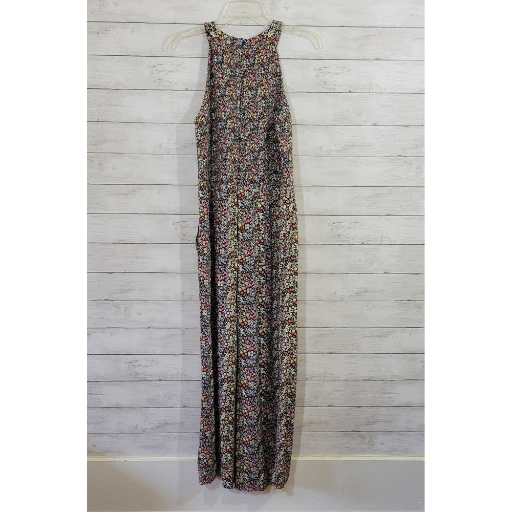 LOFT Women Floral Smocked Wide Leg Jumpsuit Size 8 Sleeveless Halter Multi-Color - Picture 6 of 10